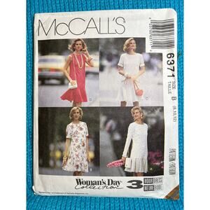 McCalls 6371 sewing pattern dress drop waist ruffle hem size 8 10 12